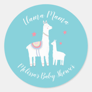 Adesivo Chá de fraldas Moderno Cute Llama Mama Turquoise