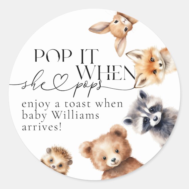 Adesivo Chá de fraldas Moderno de Animais da Floresta (Frente)