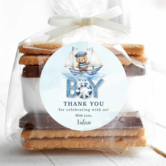 Adesivo Chá de fraldas Náutico Náutico De Barco Azul (Criador carregado)