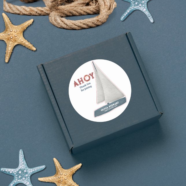 Adesivo Chá de fraldas Náutico Obrigado (Criador carregado)