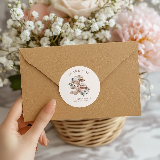 Adesivo Chá de fraldas Neutral Boho Nursery Obrigado (Criador carregado)