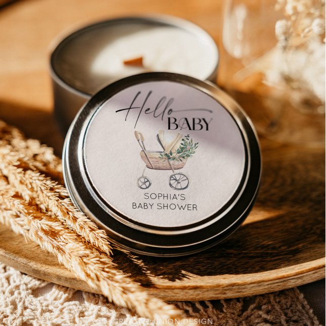 Adesivo Chá de fraldas Neutro de Gênero Boho Baby Stroller (favor sticker)