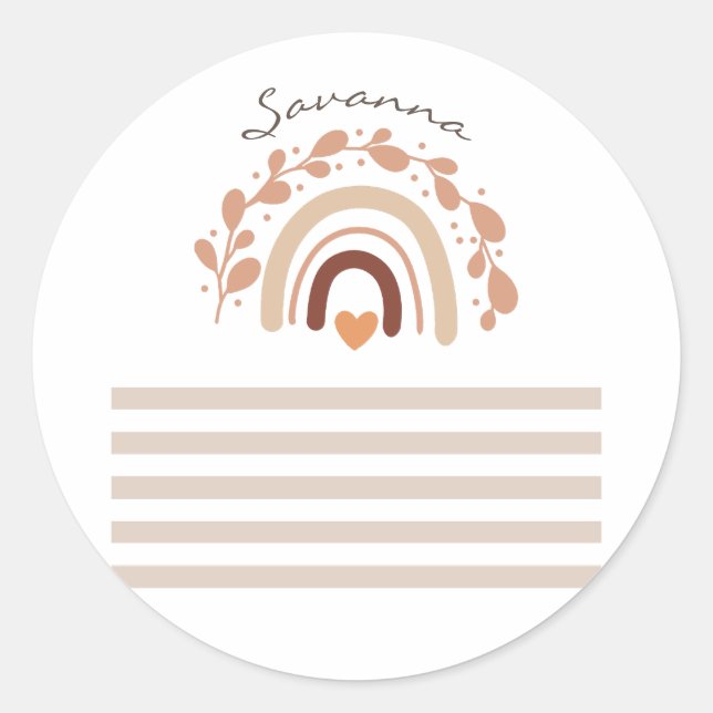 Adesivo Chá de fraldas Neutro de Nome Personalizado do Arc (Frente)