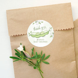 Adesivo Chá de fraldas Obrigado a vocês dois ervilhas em u