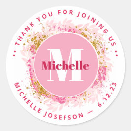 Adesivo Chá de fraldas Obrigado Monograma Aquarela