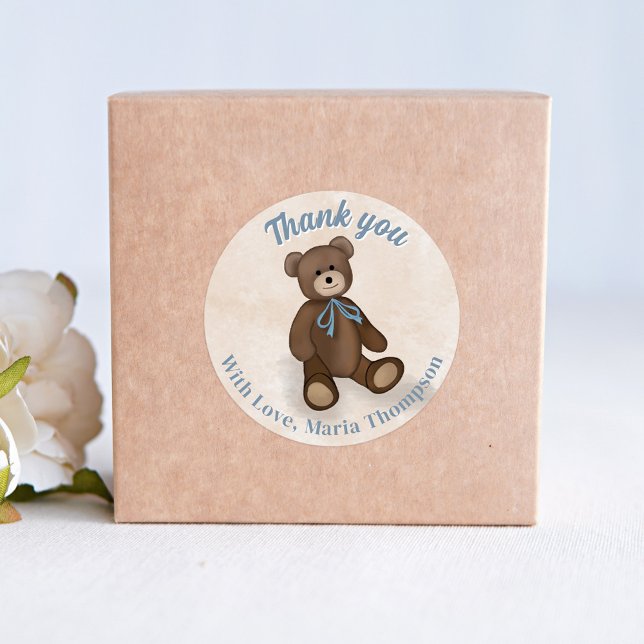 Adesivo Chá de fraldas Obrigado Urso De Teddy Bonito (Cute Baby Shower custom sticker)