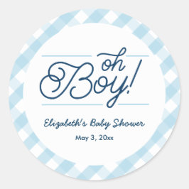 Adesivo Chá de fraldas "Oh Boy" Blue Gingham