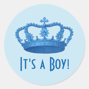 Adesivo Chá de fraldas ou coroa azul A04 do vintage do