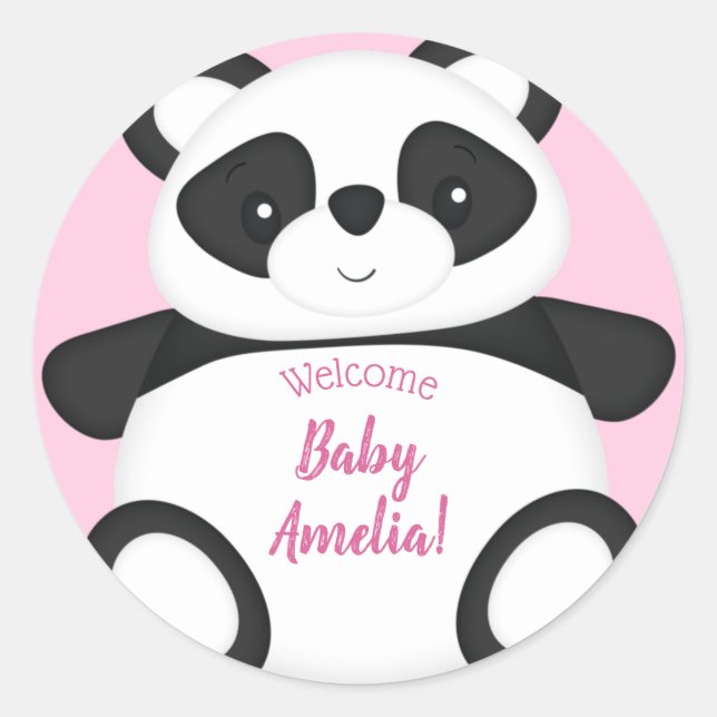 Adesivo Chá de fraldas Panda Bear Rosa (Frente)