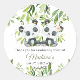 Adesivo Chá de fraldas Pandas Bamboo Greenery Twin Boy