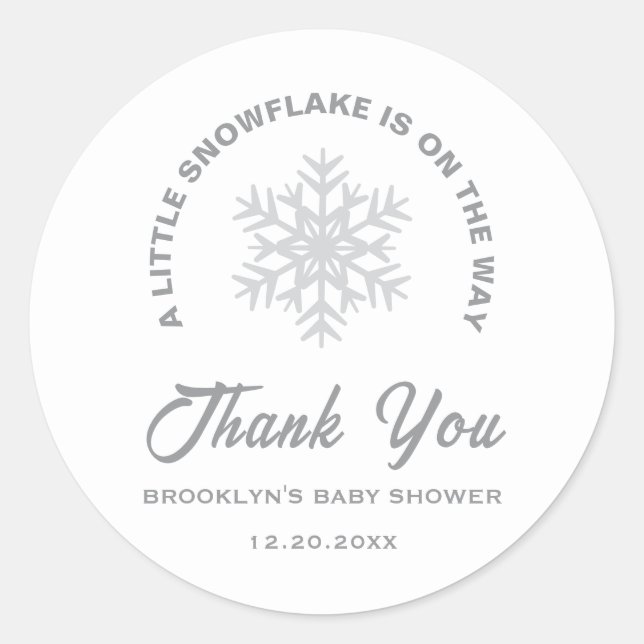 Adesivo Chá de fraldas Pequeno Floco de Neve Inverno Sexo  (Frente)