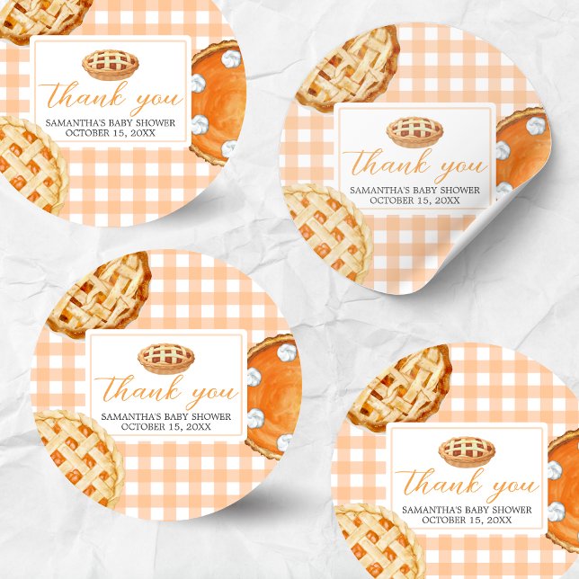 Adesivo Chá de fraldas Pequeno Pie Gingham (Gingham Little Cutie Pie Baby Shower Sticker)