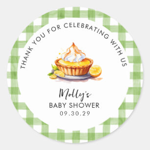 Adesivo Chá de fraldas Pequeno Pie Gingham, Obrigado