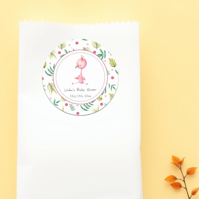 Adesivo Chá de fraldas Personalizado de Festa Flamingo (Criador carregado)