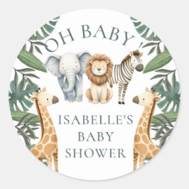 Adesivo Chá de fraldas Personalizado De Safari Animal