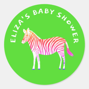 Adesivo Chá de fraldas Personalizado de Zebras Colorida Bo
