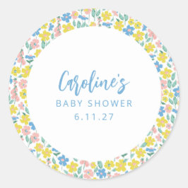 Adesivo Chá de fraldas Personalizado Floral Amarelo Amarel