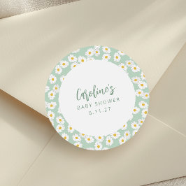Adesivo Chá de fraldas Personalizado Floral de Daisies de 