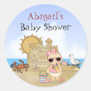 Adesivo Chá de fraldas Personalizado Legal Beach Baby Gir