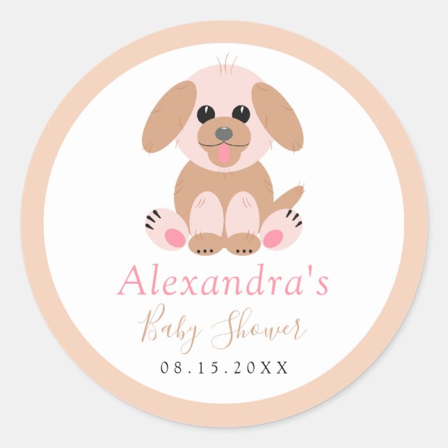 Adesivo Chá de fraldas Personalizado Puppy Neutro (Frente)