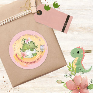 Adesivo Chá de fraldas Pink e Dino-Ducha Personalizado