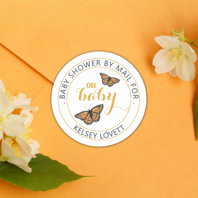 Adesivo Chá de fraldas por Carteira de Envelope Borboleta  (Criador carregado)