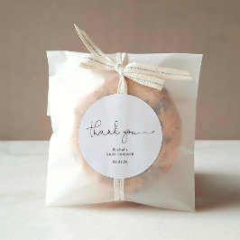 Adesivo Chá de fraldas preto e branco moderno obrigado