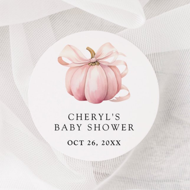 Adesivo Chá de fraldas Pumpkin de Aquarela de Arco Rosa (Criador carregado)