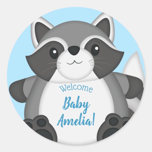 Adesivo Chá de fraldas Raccoon Azul (Frente)