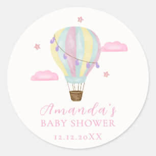 Adesivo Chá de fraldas Rainbow Hot Air Balloon Cloud Star