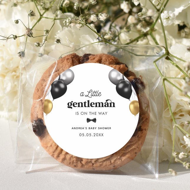 Adesivo Chá de fraldas Retro Cavalheiro Negro Branco (Criador carregado)