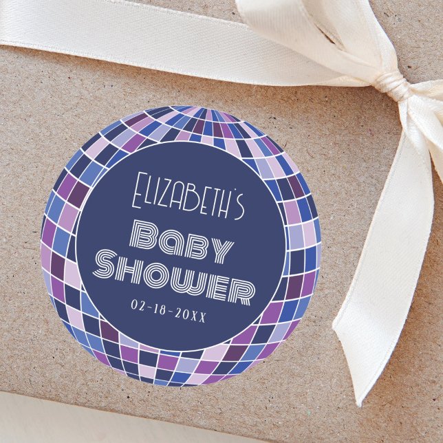 Adesivo Chá de fraldas Retro Disco Ball Groovy 70s (Criador carregado)