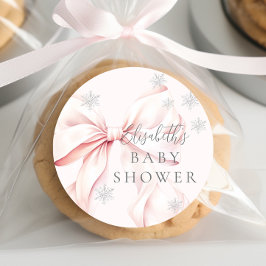 Adesivo Chá de fraldas Rosa Arco Flocos de Neve