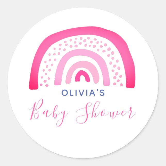 Adesivo Chá de fraldas rosa arco-íris (Frente)