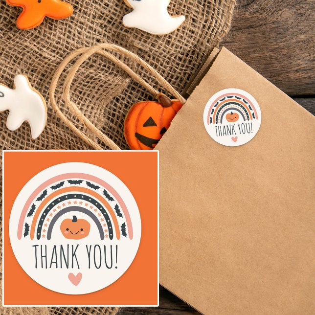 Adesivo Chá de fraldas Rosa Boho Rainbow Halloween Obrigad (Criador carregado)