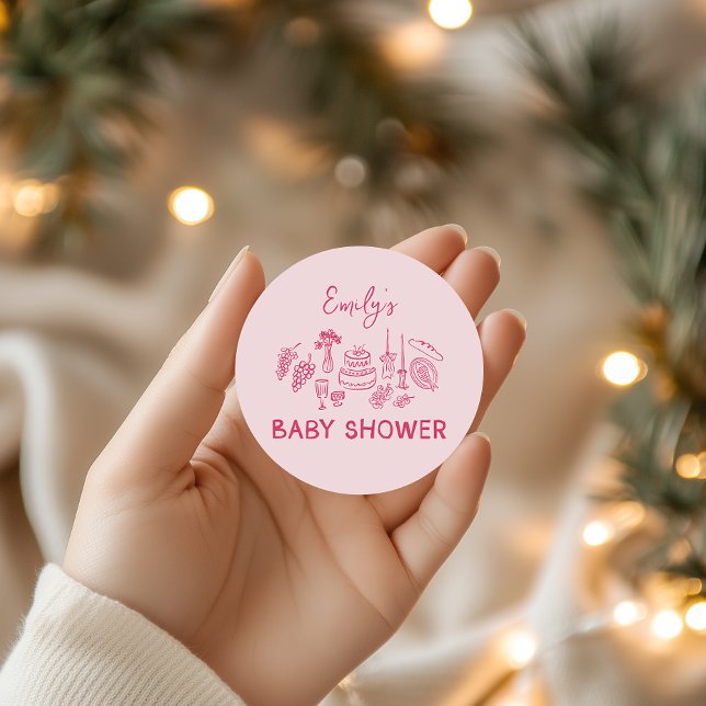 Adesivo Chá de fraldas rosa-bolinho-de-mão (Criador carregado)