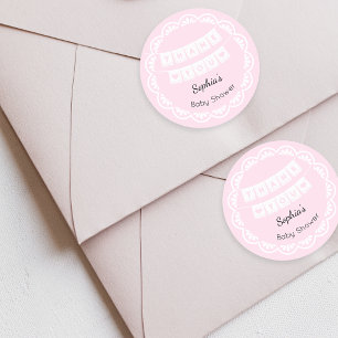 Adesivo Chá de fraldas Rosa Cielito Lindo Obrigado Vinheta