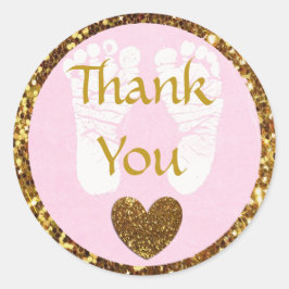 Adesivo Chá de fraldas rosa e Dourado Obrigado Sticker
