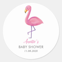 Adesivo Chá de fraldas Rosa Flamingo Moderno Obrigado