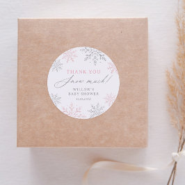 Adesivo Chá de fraldas Rosa Floco De Neve Muito Obrigado