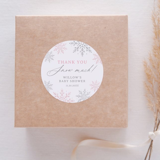 Adesivo Chá de fraldas Rosa Floco De Neve Muito Obrigado (Criador carregado)