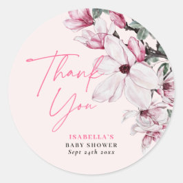 Adesivo Chá de fraldas Rosa Floral Obrigado