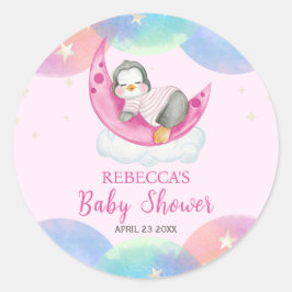 Adesivo Chá de fraldas Rosa Pinguim Cujo Bebê