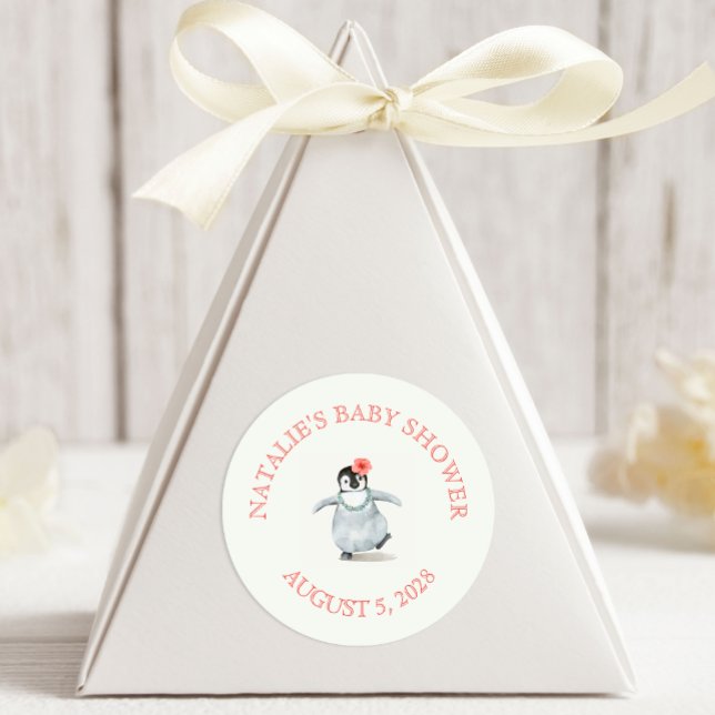 Adesivo Chá de fraldas rosa pinguim tropical giro (Criador carregado)