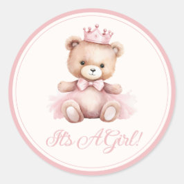 Adesivo Chá de fraldas Rosa Princesa Bear Baby Girl