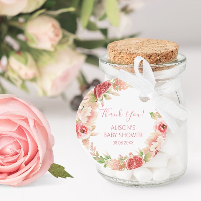 Adesivo Chá de fraldas Rosa Rosa Rosa Floral Verde (Criador carregado)