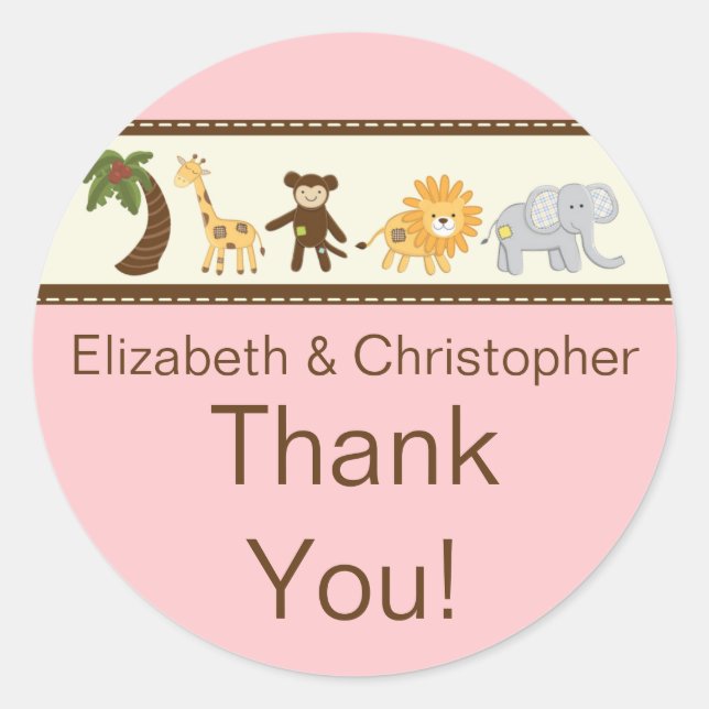 Adesivo Chá de fraldas Rosa Selgle Safari (Frente)