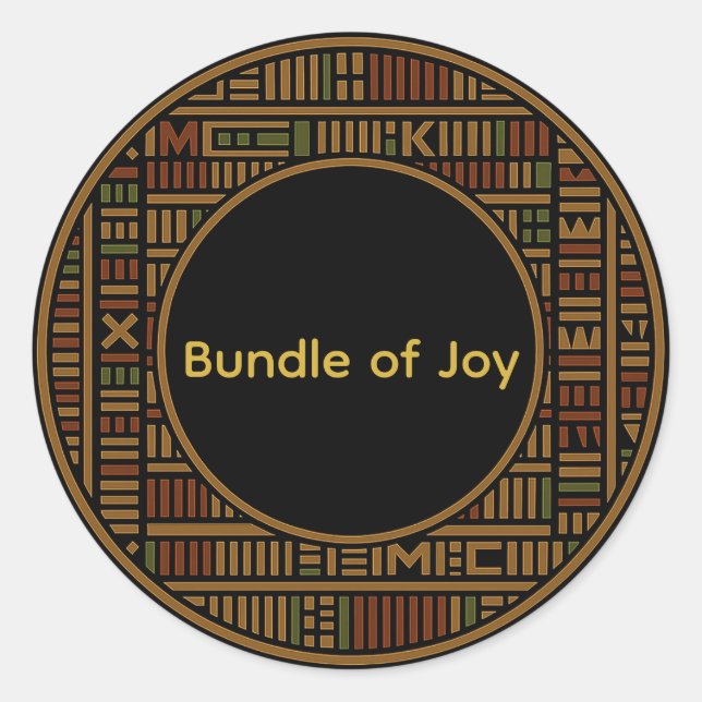 Adesivo Chá de fraldas Rótulo Africano do Kente Dourado (Frente)