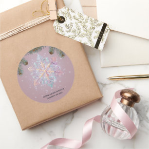 Adesivo Chá de fraldas Roxo Moderno Flocos de Neve de inve