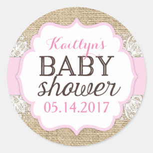 Adesivo Chá de fraldas Russo Burlap Lace Pink Girl